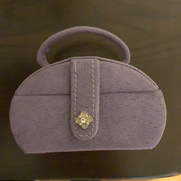 Purple mini Jewelry Travel Case with beaded clasp - Picture 1 of 9